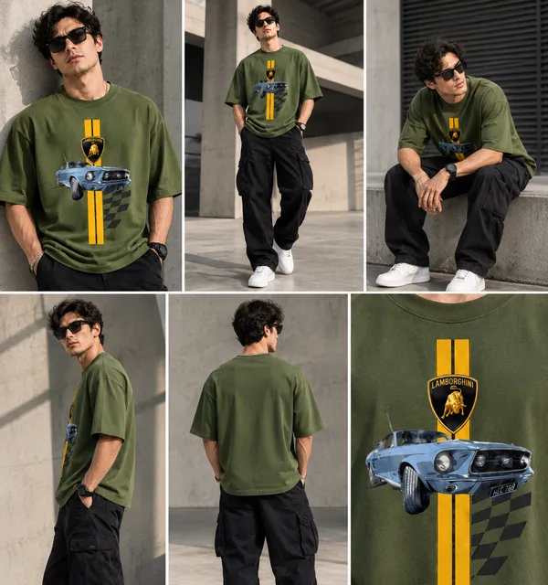 Giffy_Life_Lamborghini_Supercar_Oversized_Tee_-_Army_Green_Racing_Graphic_Printed_Streetwear_T-Shirt