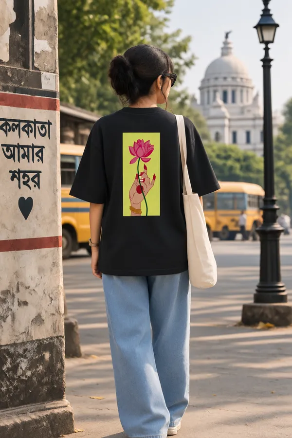Giffy_Life_Lotus_Hand_Graphic_Oversized_Tee_-_Black_Kolkata_Aesthetic_Back_Print_Streetwear_T-Shirt