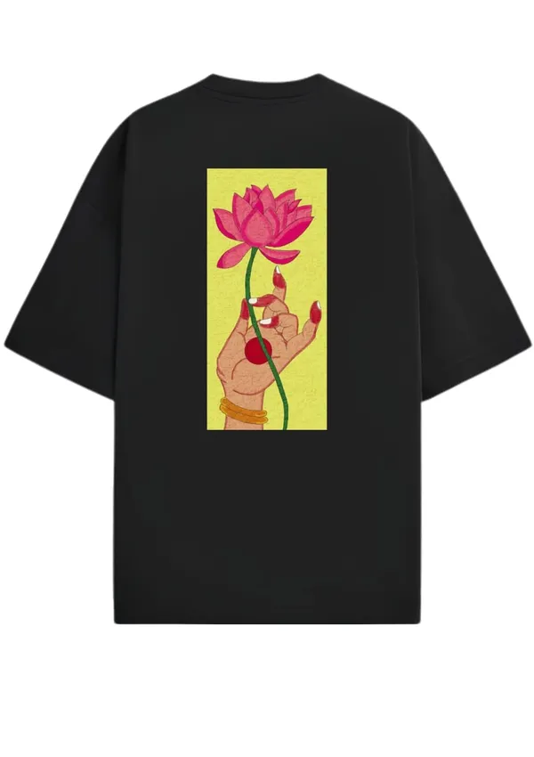 Giffy_Life_Lotus_Hand_Graphic_Oversized_Tee_-_Black_Kolkata_Aesthetic_Back_Print_Streetwear_T-Shirt