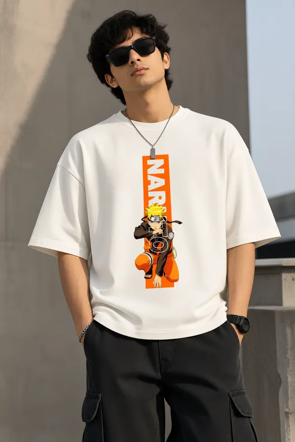 Giffy_Life_Men's_White_Oversized_Graphic_T-Shirt_-_Drop_Shoulder_Cotton_Naruto_Uzumaki_Orange_Vertical_Bar_Printed_Anime_Streetwear_Tee