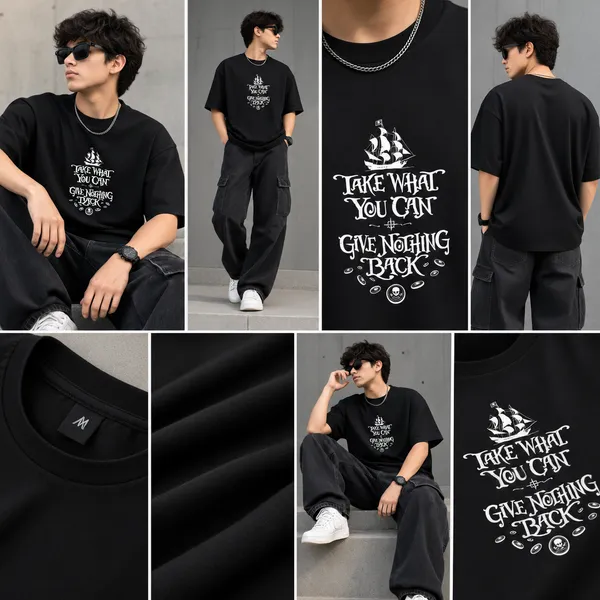 Giffy_Life_Pirate_Code_Oversized_Tee_-_Black_"Take_What_You_Can"_Printed_Graphic_Streetwear_T-Shirt
