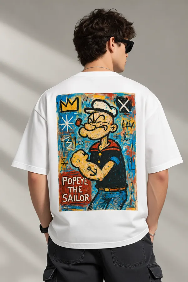 Giffy_Life_Popeye_Basquiat_Art_Oversized_Tee_-_White_Retro_Graphic_Drop_Shoulder_Printed_Streetwear_T-Shirt