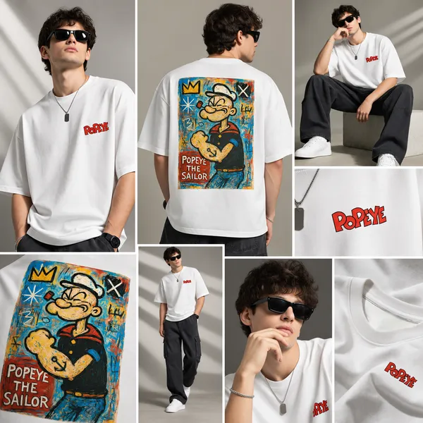 Giffy_Life_Popeye_Basquiat_Art_Oversized_Tee_-_White_Retro_Graphic_Drop_Shoulder_Printed_Streetwear_T-Shirt