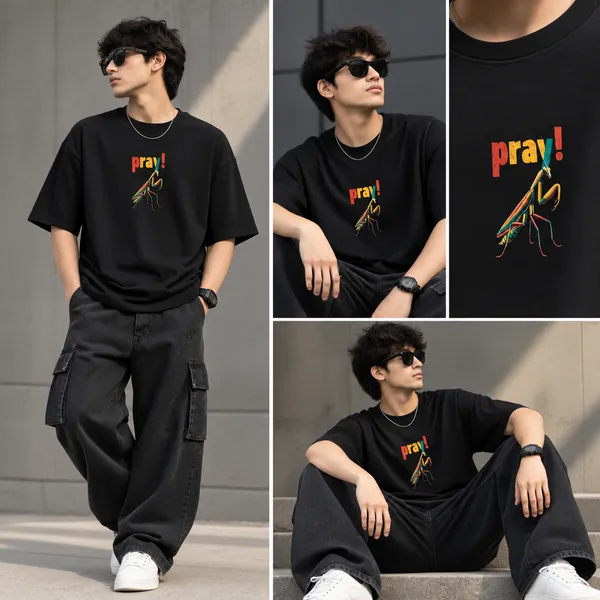 Giffy_Life_Praying_Mantis_Oversized_Tee_-_Black_PRAY!_Printed_Graphic_Streetwear_T-Shirt