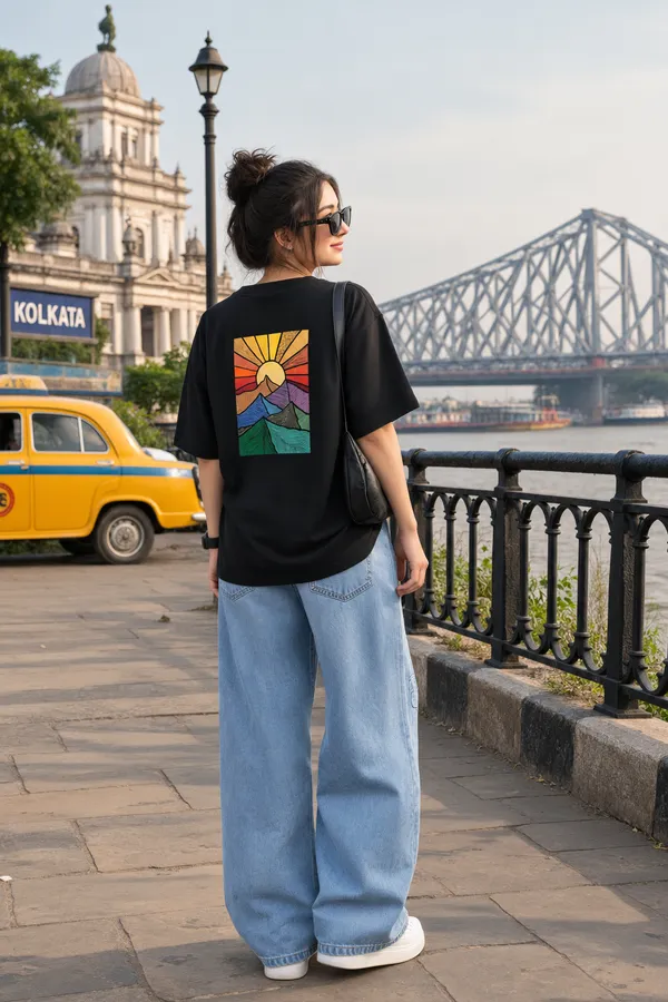 Giffy_Life_Solar_Horizon_Printed_Oversized_Tee_-_Black_Retro_Sunset_Mountain_Back_Print_Streetwear_T-Shirt