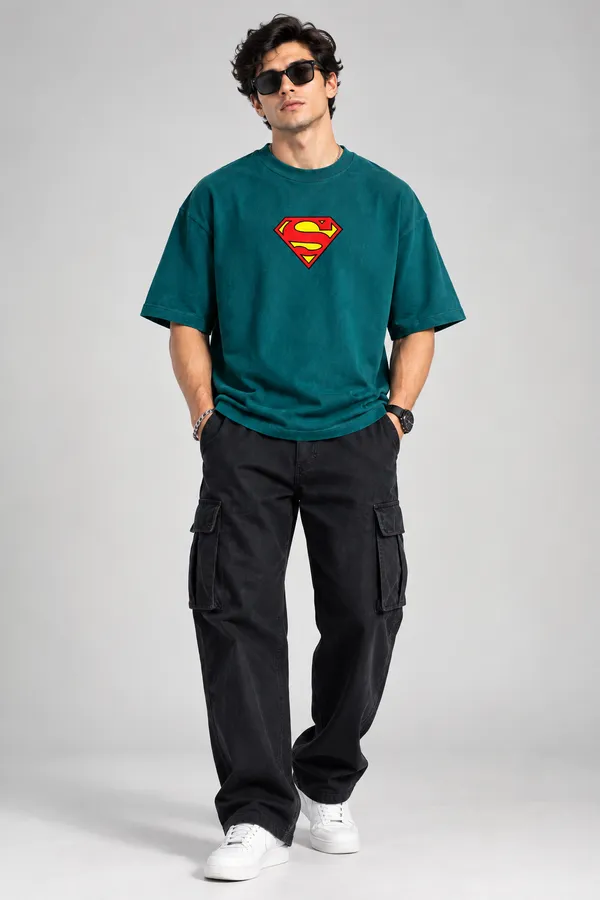 Giffy_Life_Superman_Oversized_Tee_-_Teal_Green_DC_Comics_Superhero_Logo_Graphic_Streetwear_T-Shirt