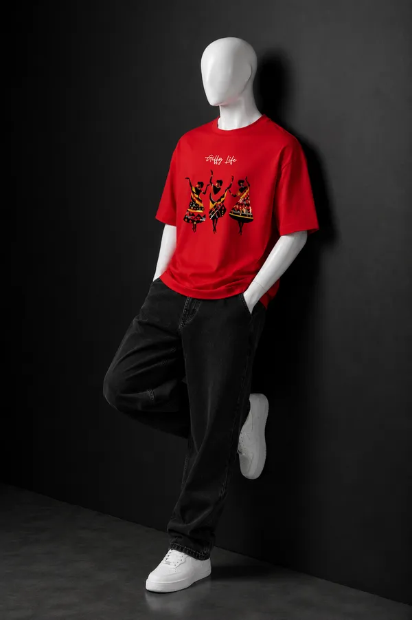 Giffy_Life_Tribal_Dancers_Oversized_Tee_-_Red_Folk_Art_Rhythm_Streetwear_T-Shirt