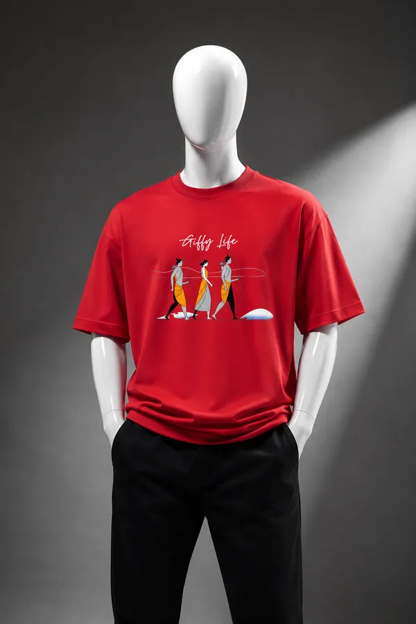 Giffy_Life_Vanvas_Ramayana_Oversized_Tee_-_Red_Minimalist_Mythological_Streetwear_T-Shi