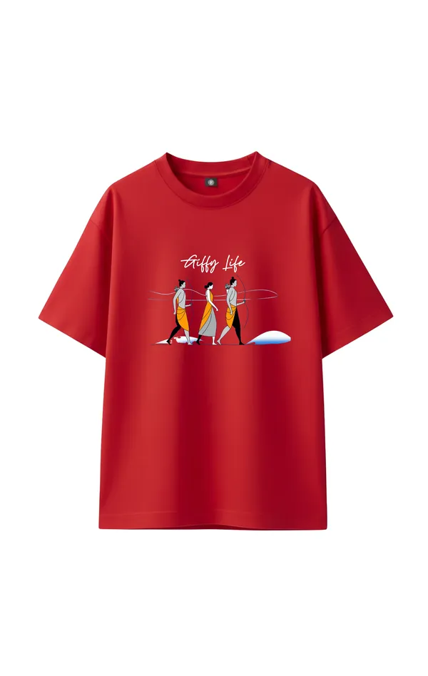 Giffy_Life_Vanvas_Ramayana_Oversized_Tee_-_Red_Minimalist_Mythological_Streetwear_T-Shi