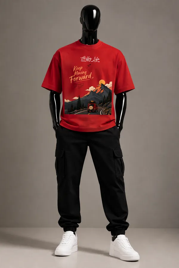 Giffy_Life_Wanderlust_"Keep_Moving_Forward"_Oversized_Tee_-_Red_Mountain_Road_Trip_Graphic_T-Shirt