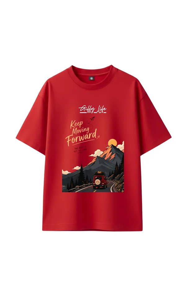 Giffy_Life_Wanderlust_"Keep_Moving_Forward"_Oversized_Tee_-_Red_Mountain_Road_Trip_Graphic_T-Shirt
