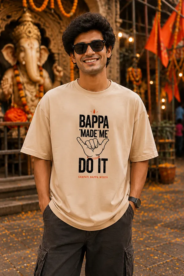 Giffy_Life_"Bappa_Made_Me_Do_It"_Beige_Oversized_T-Shirt