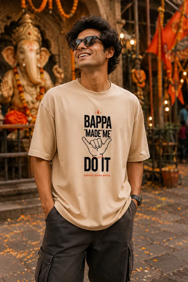 Giffy_Life_"Bappa_Made_Me_Do_It"_Beige_Oversized_T-Shirt