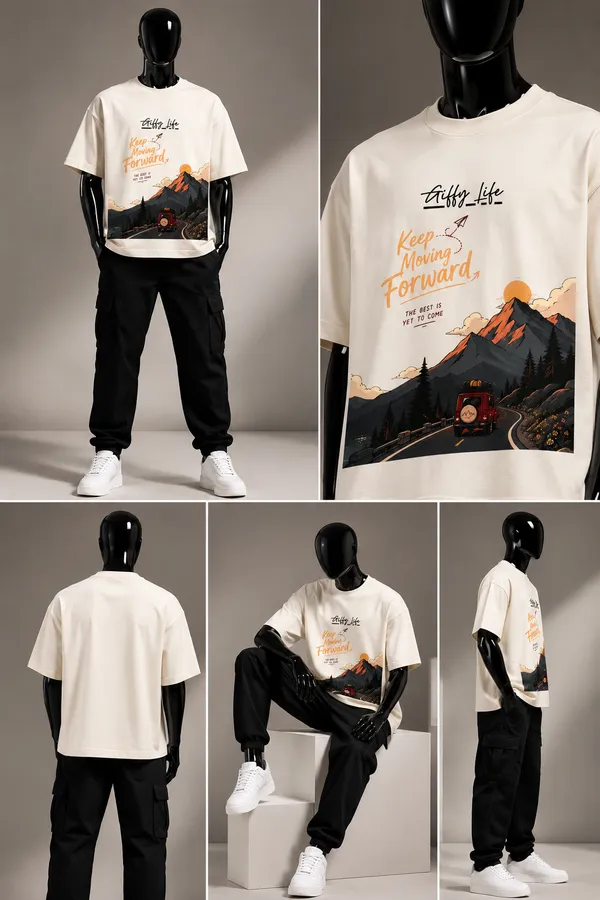 Giffy_Life_"Keep_Moving_Forward"_Mountain_Edition_Off-White_Oversized_T-Shirt_|_Premium_Cotton_Wanderlust_Drop_Shoulder_Tee