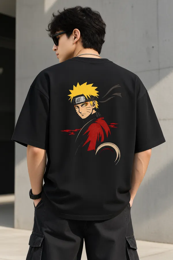 Giffy_Life_"Sage_of_Konoha"_Black_Oversized_T-Shirt_|_Premium_Heavyweight_Cotton_Naruto_Uzumaki_Orange_Bar_Printed_Graphic_Drop_Shoulder_Tee