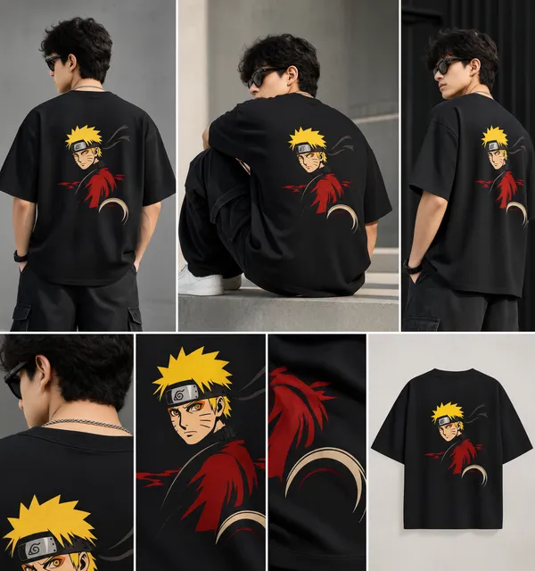 Giffy_Life_"Sage_of_Konoha"_Black_Oversized_T-Shirt_|_Premium_Heavyweight_Cotton_Naruto_Uzumaki_Orange_Bar_Printed_Graphic_Drop_Shoulder_Tee