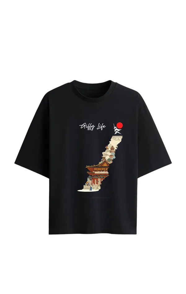 Giffy_Life_"Samurai_Slash"_Japanese_Aesthetic_Black_Oversized_T-Shirt_|_Premium_Cotton_Anime_Streetwear_Drop_Shoulder_Tee