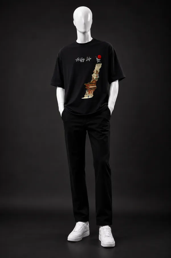 Giffy_Life_"Samurai_Slash"_Japanese_Aesthetic_Black_Oversized_T-Shirt_|_Premium_Cotton_Anime_Streetwear_Drop_Shoulder_Tee