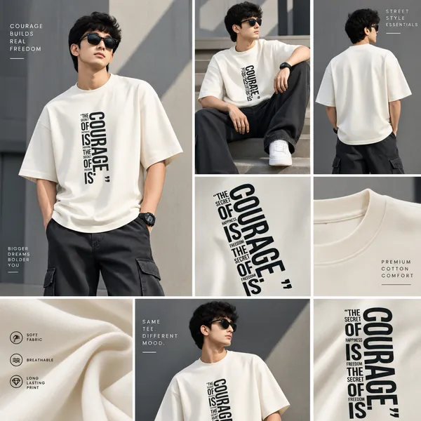Giffy_Life_"Secret_of_Freedom"_Printed_Off-White_Oversized_T-Shirt_|_Premium_Heavyweight_Cotton_Courage_Vertical_Typography_Drop_Shoulder_Tee