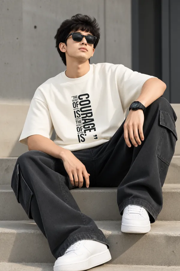 Giffy_Life_"Secret_of_Freedom"_Printed_Off-White_Oversized_T-Shirt_|_Premium_Heavyweight_Cotton_Courage_Vertical_Typography_Drop_Shoulder_Tee
