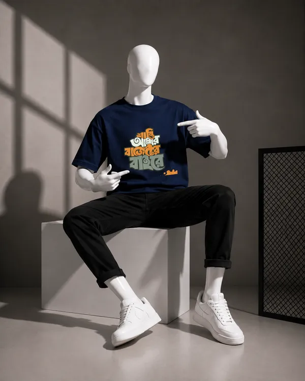Giffy_Life_"Shanti_Amar_Budget_Er_Baire"_Oversized_Tee_-_Navy_Blue_Bengali_Sarcastic_Humor_Streetwear_T-Shirt