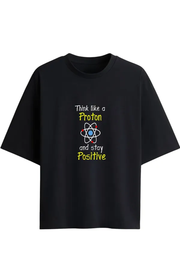 Giffy_Life_"Think_Like_a_Proton"_Black_Oversized_T-Shirt_|_Premium_Cotton_Science_Graphic_Drop_Shoulder_Tee