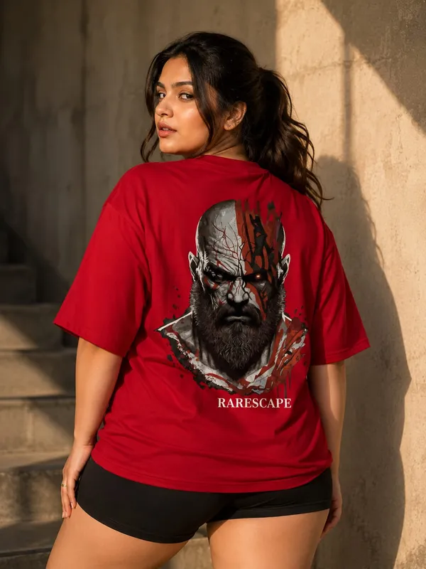 God_Of_War_Oversized_Graphic_Print_Round_Neck_T_shirt_