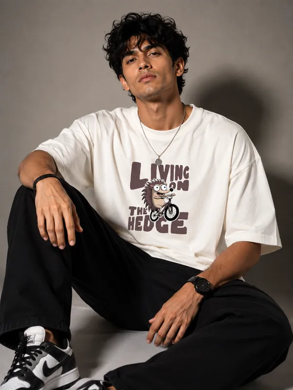 Living_on_the_Hedge"_Off-White_Oversized_T-Shirt_|_Premium_Cotton_Hedgehog_Graphic_Drop_Shoulder_Tee