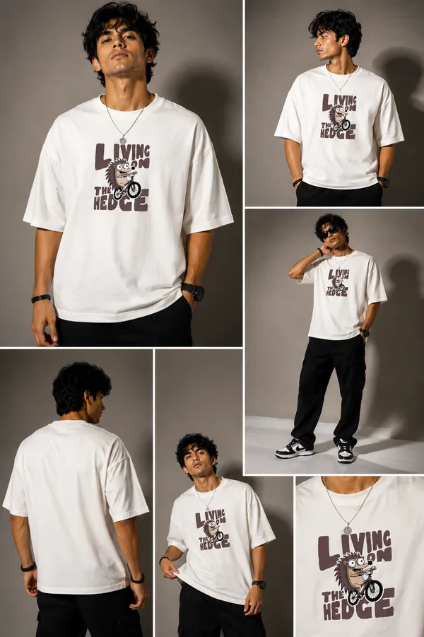 Living_on_the_Hedge"_Off-White_Oversized_T-Shirt_|_Premium_Cotton_Hedgehog_Graphic_Drop_Shoulder_Tee