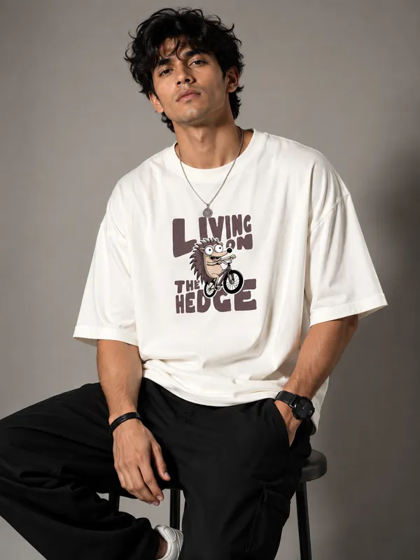 Living_on_the_Hedge"_Off-White_Oversized_T-Shirt_|_Premium_Cotton_Hedgehog_Graphic_Drop_Shoulder_Tee