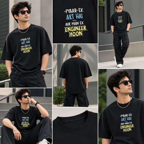 Men’s_Black_Oversized_"Pyaar_Ek_Art_Hai"_Engineer_T-Shirt_|_Giffy_Life