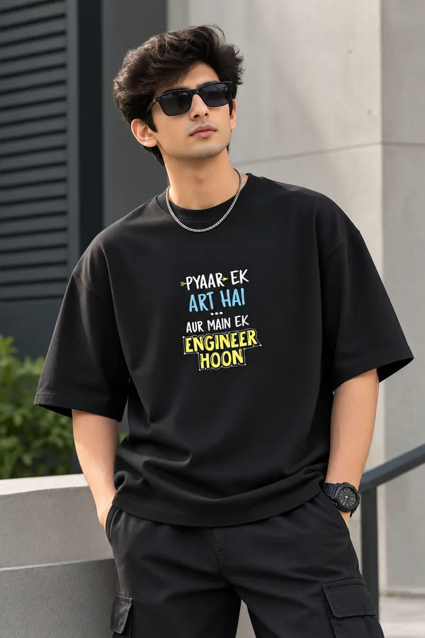 Men’s_Black_Oversized_"Pyaar_Ek_Art_Hai"_Engineer_T-Shirt_|_Giffy_Life