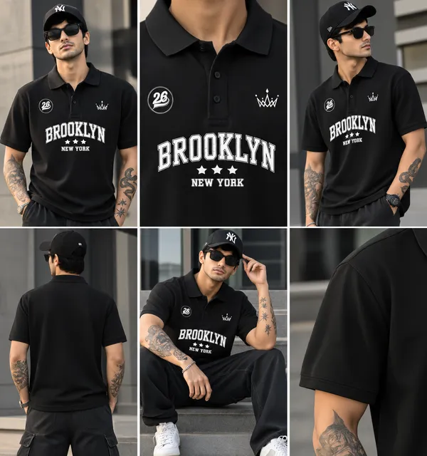 Men’s_Jet_Black_Oversized_"Brooklyn_Varsity"_Polo_T-Shirt