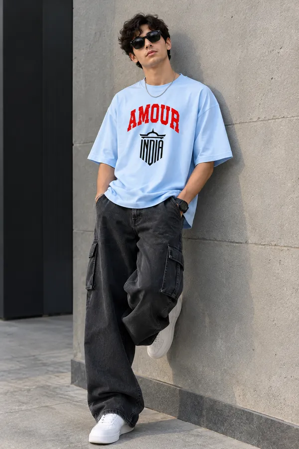 Men’s_Sky_Blue_Oversized_"Amour_India"_Varsity_T-Shirt_|_Giffy_Life