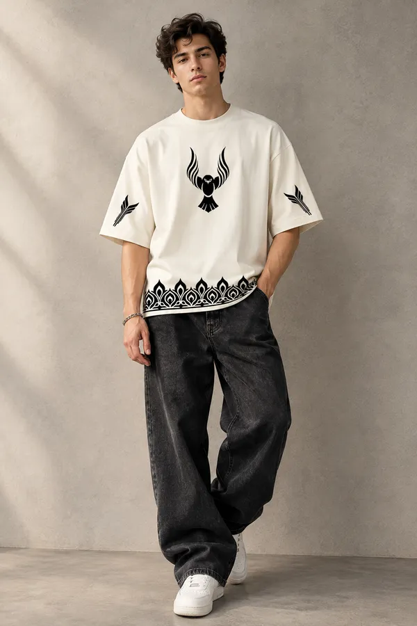 Men’s_White_Oversized_"Solar_Phoenix"_T-Shirt_|_Giffy_Life