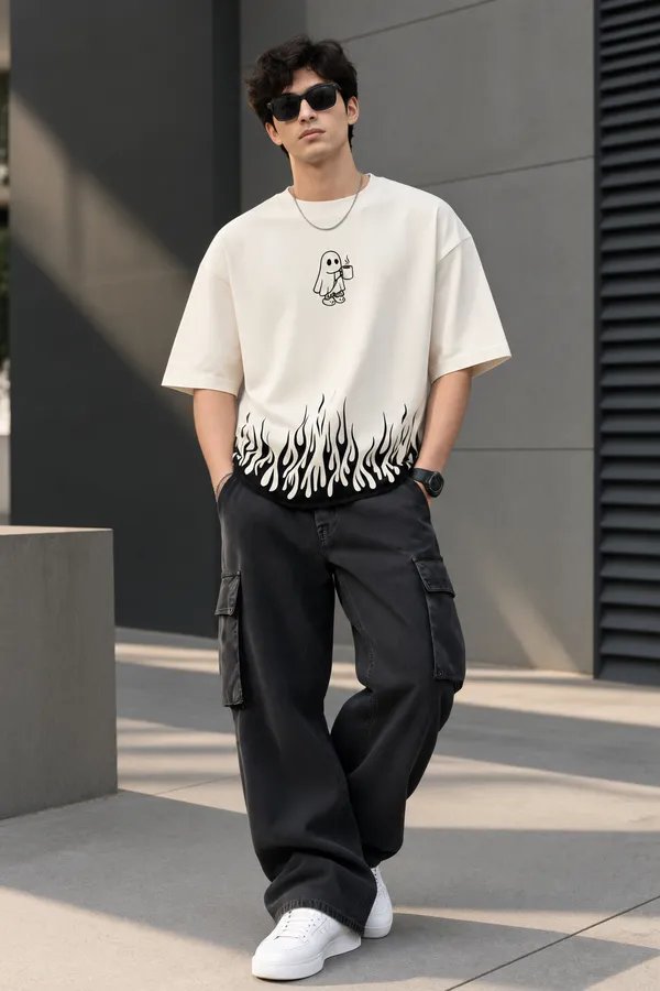 Men’s_White_Oversized_"Souled_Inferno"_Coffee_T-Shirt