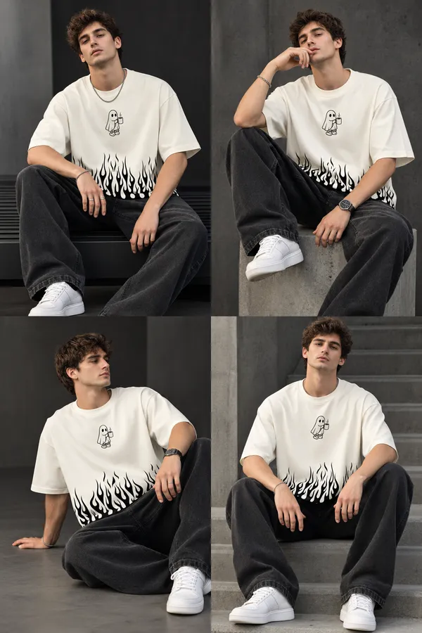 Men’s_White_Oversized_"Souled_Inferno"_Coffee_T-Shirt