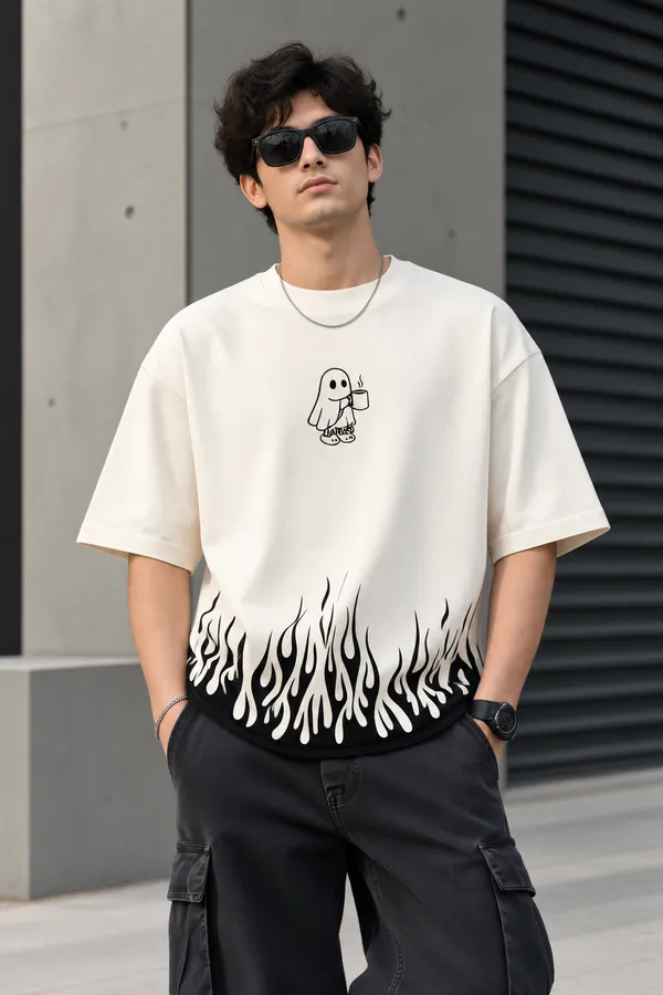 Men’s_White_Oversized_"Souled_Inferno"_Coffee_T-Shirt