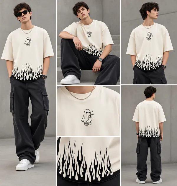 Men’s_White_Oversized_"Souled_Inferno"_Coffee_T-Shirt