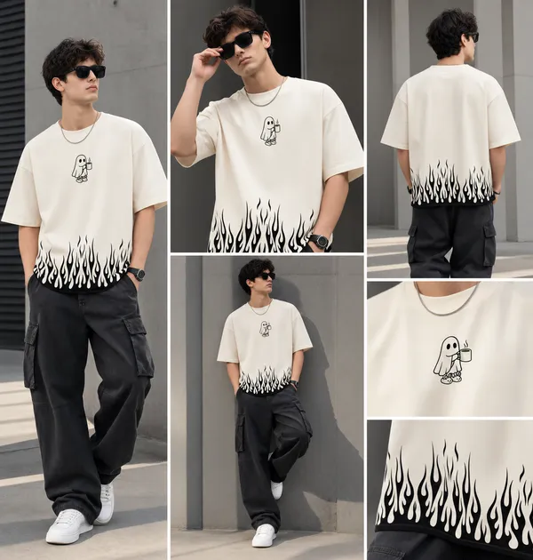Men’s_White_Oversized_"Souled_Inferno"_Coffee_T-Shirt