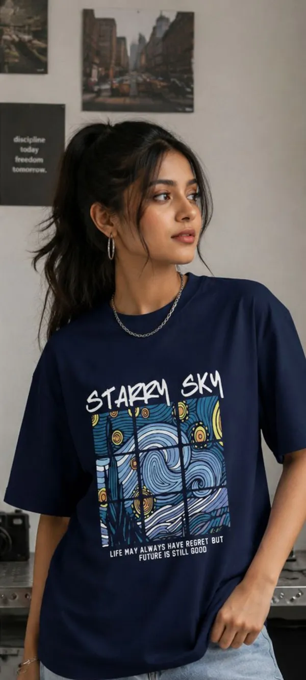 Starry_Sky_Graphic_Print_Oversized_round_neck_t_shirt