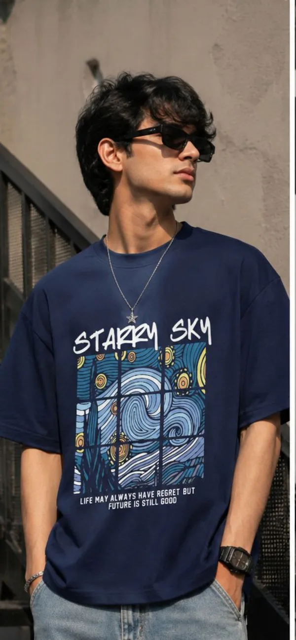 Starry_Sky_Graphic_Print_Oversized_round_neck_t_shirt