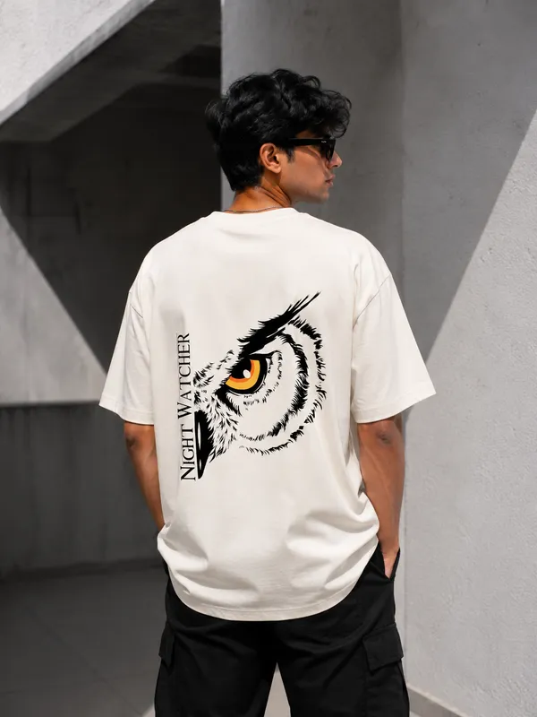 The_Night_Watcher_Oversized_Tee_in_Off-White_–_Urban_Men's_Back_Print_Graphic_T-Shirt