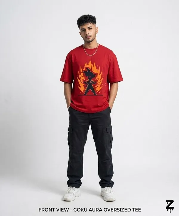 The_"Duality"_Goku_Graphic_Print_Round_Neck_Oversized_T_shirt_