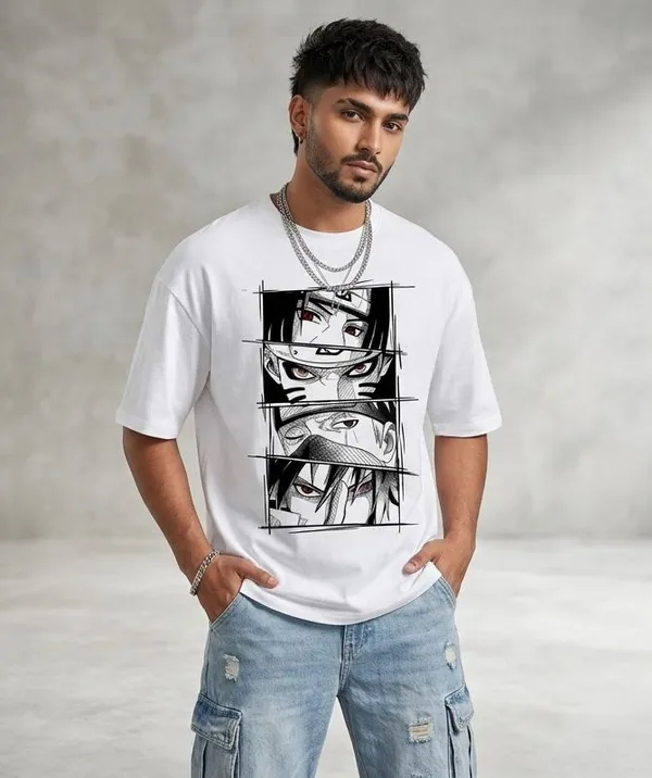 The_"Uchiha"_Editorial_Graphic_Print_Round_Neck_Oversized_T_shirt_