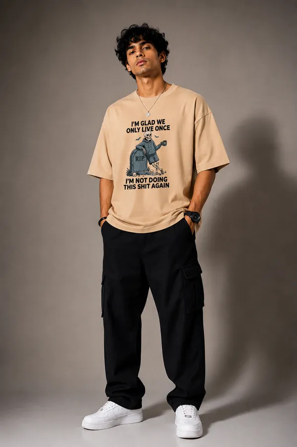 We_Only_Live_Once_Skeleton_Beige_Oversized_T-Shirt_|_Premium_Cotton_Dark_Humor_Drop_Shoulder_Tee