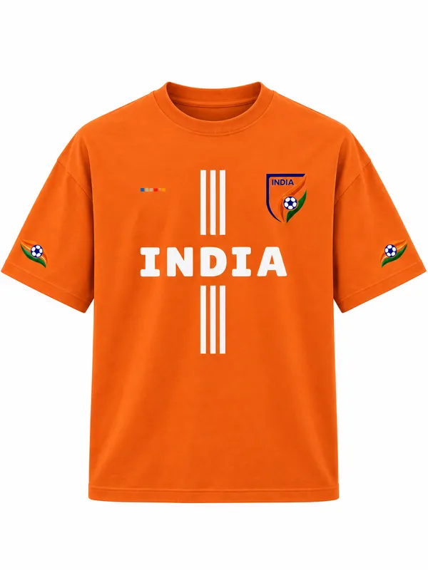 Giffy_Life_India_Football_Oversized_Tee_-_Orange_Blokecore_Jersey_Style_Streetwear_T-Shirt
