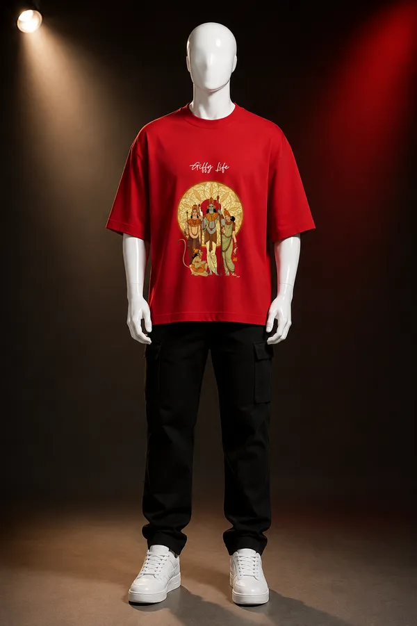 Giffy_Life_Ram_Darbar_Oversized_Tee_-_Red_Mythological_Artwork_Festive_Streetwear_T-Shirt