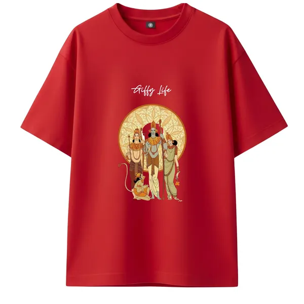 Giffy_Life_Ram_Darbar_Oversized_Tee_-_Red_Mythological_Artwork_Festive_Streetwear_T-Shirt