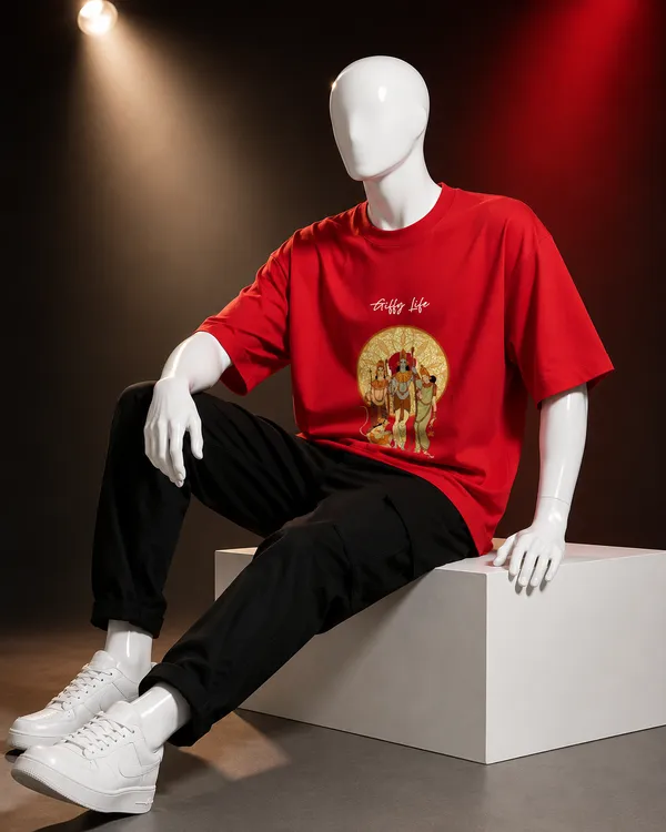 Giffy_Life_Ram_Darbar_Oversized_Tee_-_Red_Mythological_Artwork_Festive_Streetwear_T-Shirt